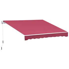 13'x8' Manual Retractable Patio Awning, Adjustable Patio Awning, Durable Design for Yard, Deck, Red