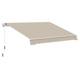 13' x 8' Manual Retractable Sun Shade Patio Awning with Durable Design & Adjustable Length Canopy, Beige