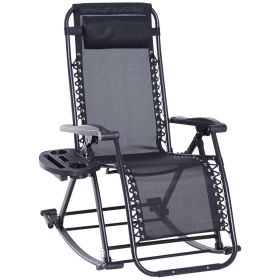 Zero-G Zen: Outdoor Zero Gravity Rocking Chair with Headrest, Tray & Phone Holder