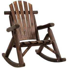 Adirondack Rocking Chair Wooden Rustic Outdoor Patio Log Rocker Carbonized Finish