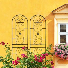 2 Pack Metal Garden Trellis 86.7" x 19.7" Rustproof Trellis for Climbing Plants Outdoor Flower Support Peacock Style Black