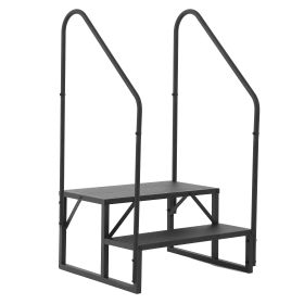 Hot Tub Steps Outdoor, 2 RV Steps with Handrail, Portable RV Stairs 3 Step, Heavy Duty Truck Camper Steps Ladders for Travel Trailers, 5th Wheel (size: 2 step 2 handrails)