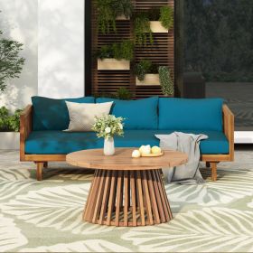 PATIO FURNITRE SETS : CLAREMONT 3 SEATER DAYBED + ACACIA WOOD TABLE (Color: as Pic)
