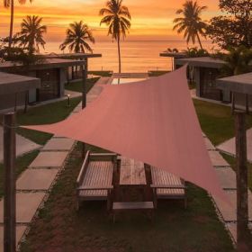 Artpuch Custom Size Rust Red Sun Shade Sail Triangle Canopy 185 GSM Durable Fabric UV Block Awning for Outdoor Patio Garden Backyard (Customized (Color: Rust Red, size: 15'X28')