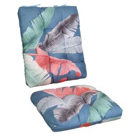 2Pcs/Set 1Pc Back Cushion and 1Pc Seat Cushion Rocking Chair Cushion Upper And Lower Back And Seat Sets (Type: Blue_ColorLeaf, Craftsmanship: Upgraded Version)