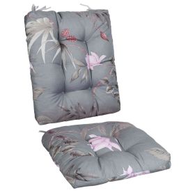 2Pcs/Set 1Pc Back Cushion and 1Pc Seat Cushion Rocking Chair Cushion Upper And Lower Back And Seat Sets (Type: Grey_BeigeLeaf, Craftsmanship: Upgraded Version)