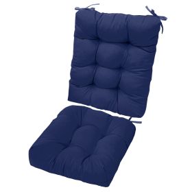 Waterproof Rocking Chair Cushion Upper And Lower Back And Seat Sets with Non-Slip Ties Oxford Cloth Surface Polyester Filling Comfortable for Ind (Color: NavyBlue_Pro)